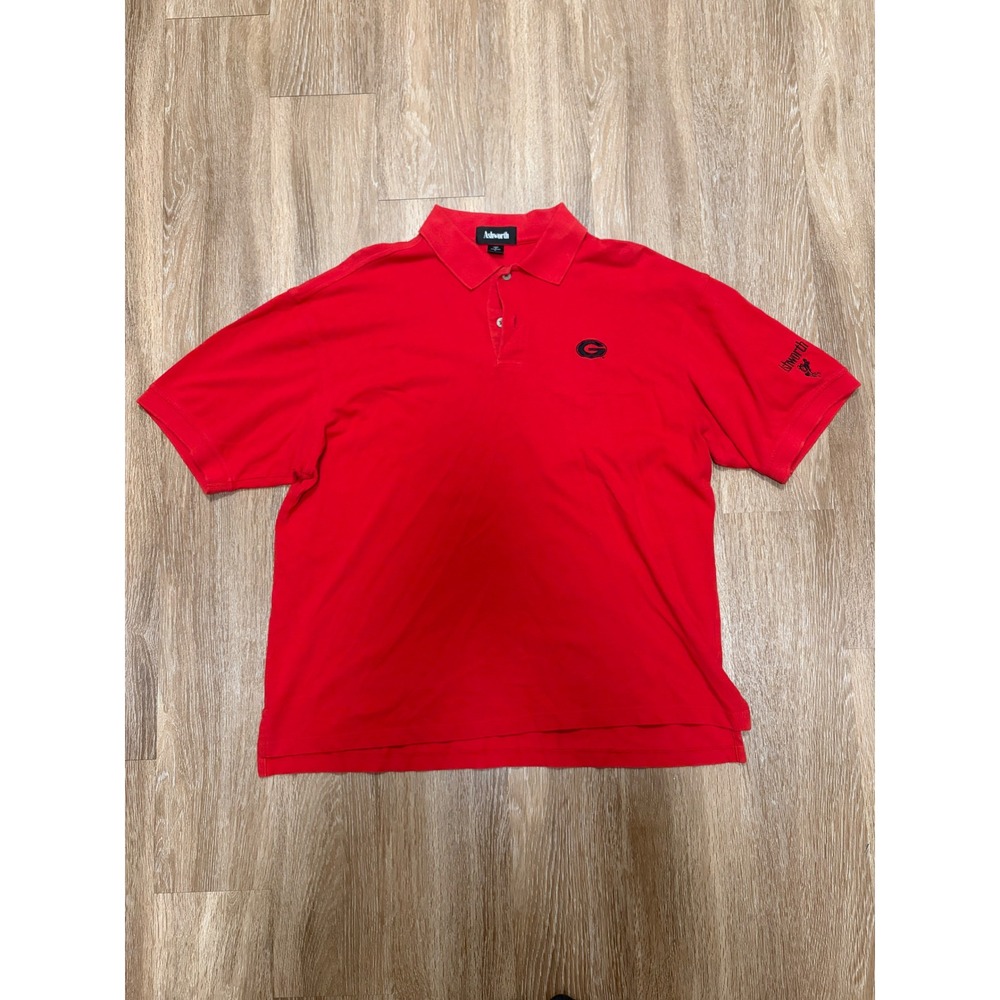 Ashworth Mens Georgia Bulldogs Polo Shirt Red Short Sleeve UGA G Logo Large